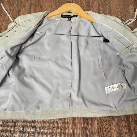 White house black market genuine leather fringed open front Western jacket XS‎ - Picture 8 of 9